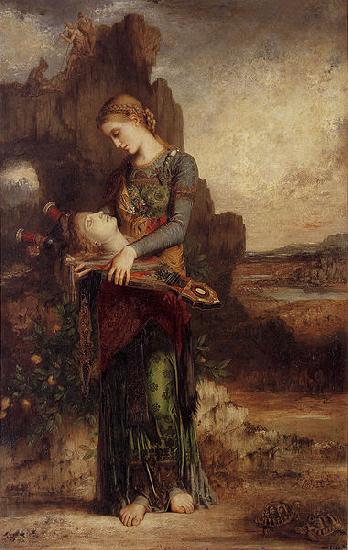 Gustave Moreau Thracian Girl Carrying the Head of Orpheus on His Lyre France oil painting art
